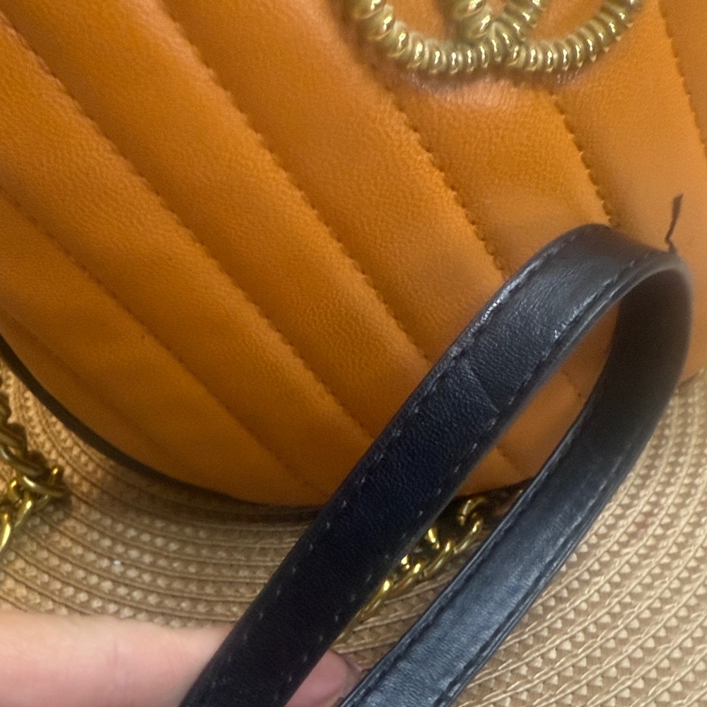 Gucci Orange Quilted Crossbody Bag with Gold Chain - Picture 10 of 16